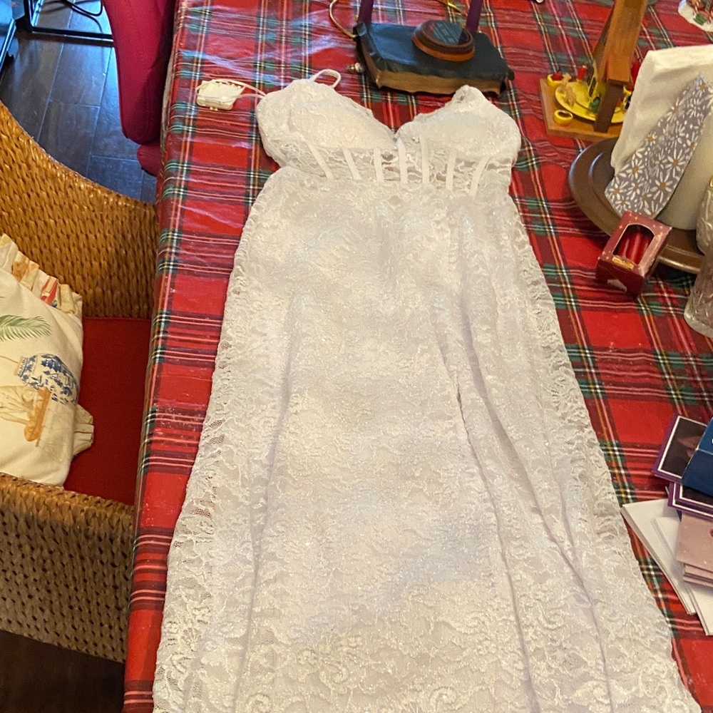 Morgan & Co. White Lace Maxi Dress